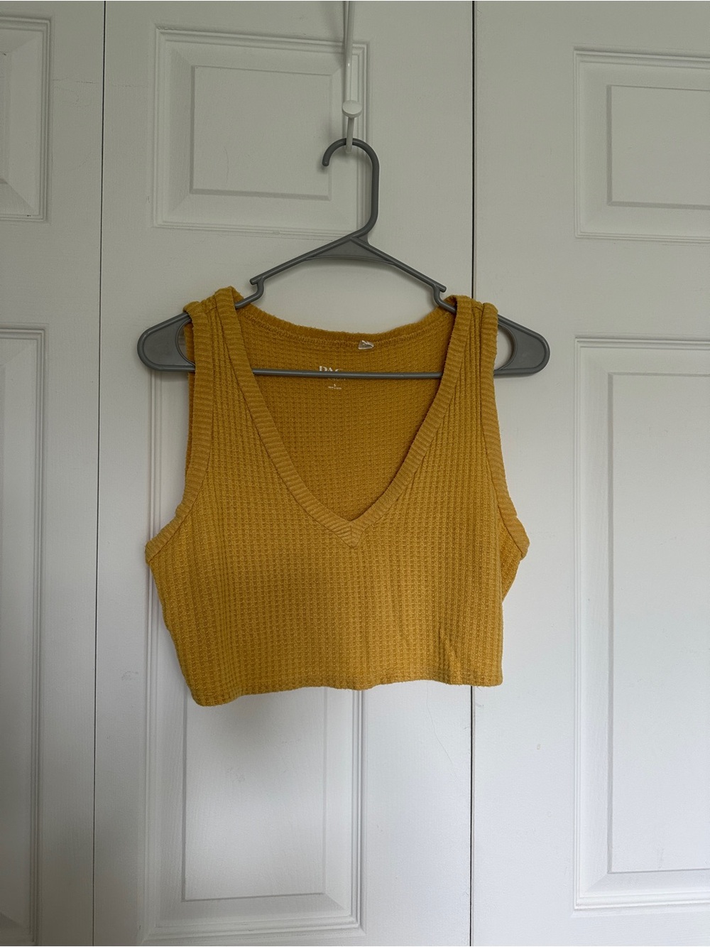 PacSun Mustard Ribbed V-Neck Cropped Tank